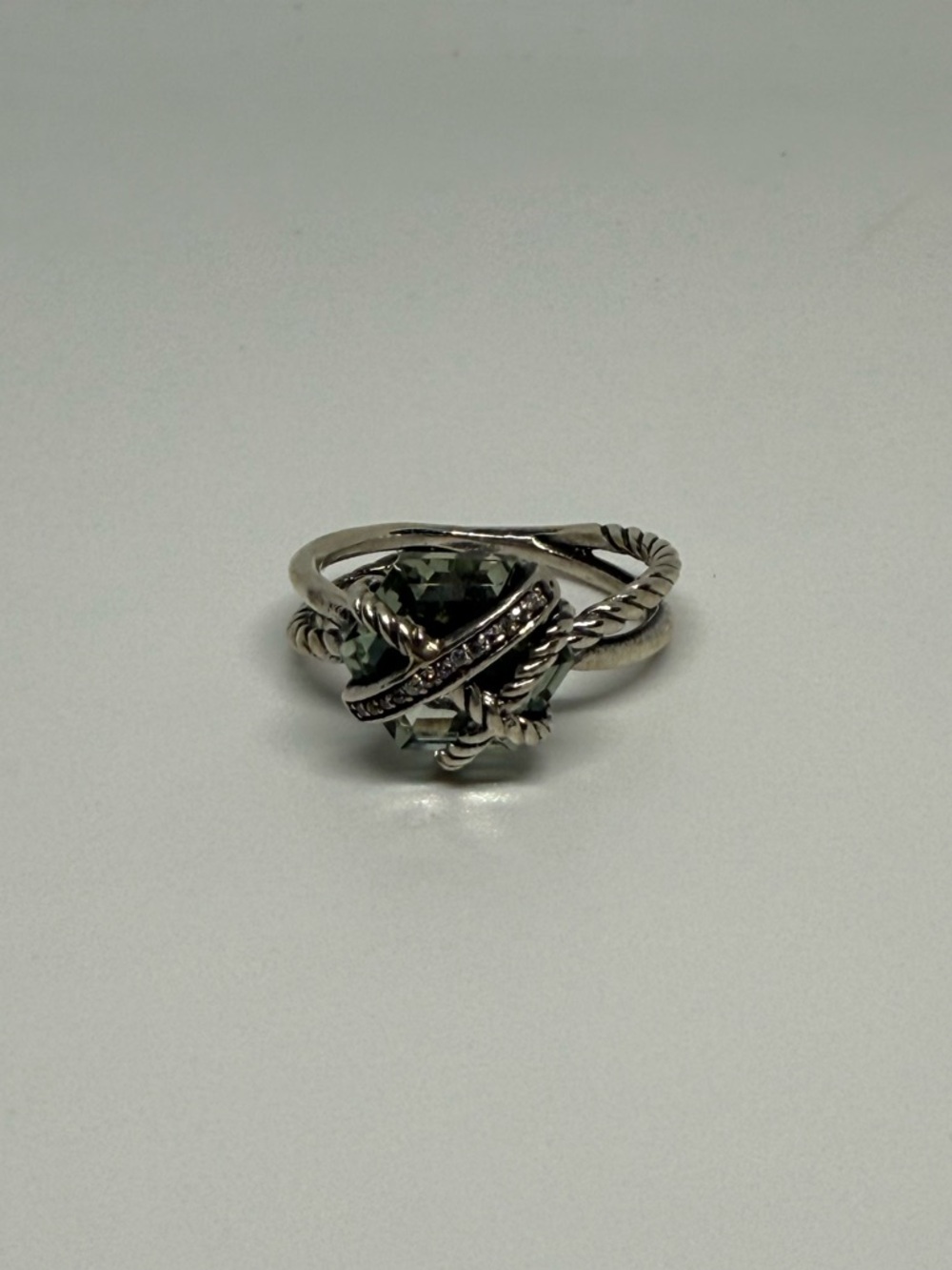 David Yurman Prasiolite wrap ring with white diamonds - Picture 2 of 4